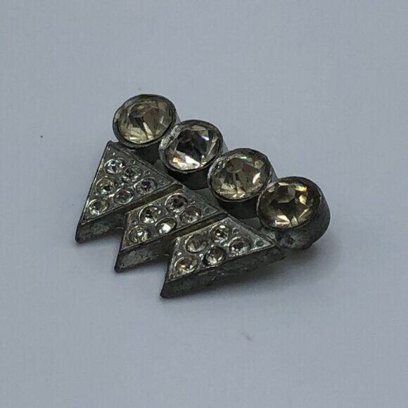 Vintage Antique Art Deco Small Silver and Rhinestone Brooch - Picture 3 of 5